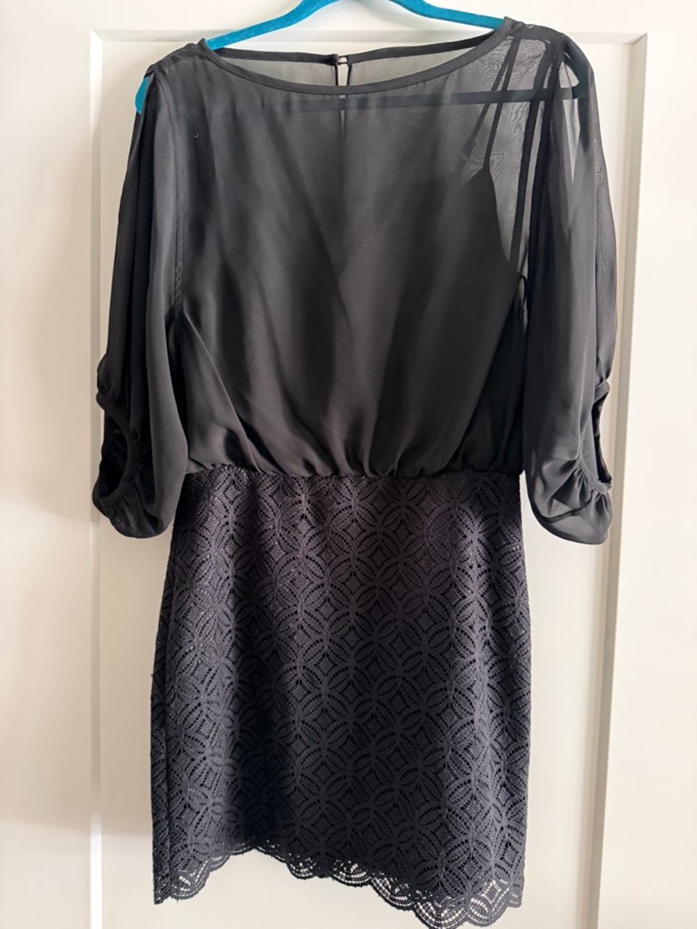 Laundry By Shelli Segal Black Sheer Top Lace Mini Dress